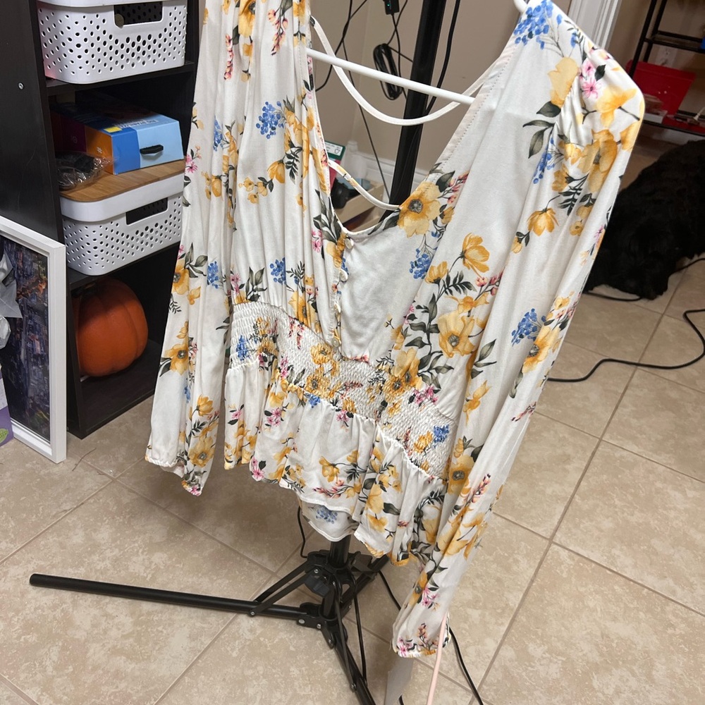 Floral V-Neck Women's Top